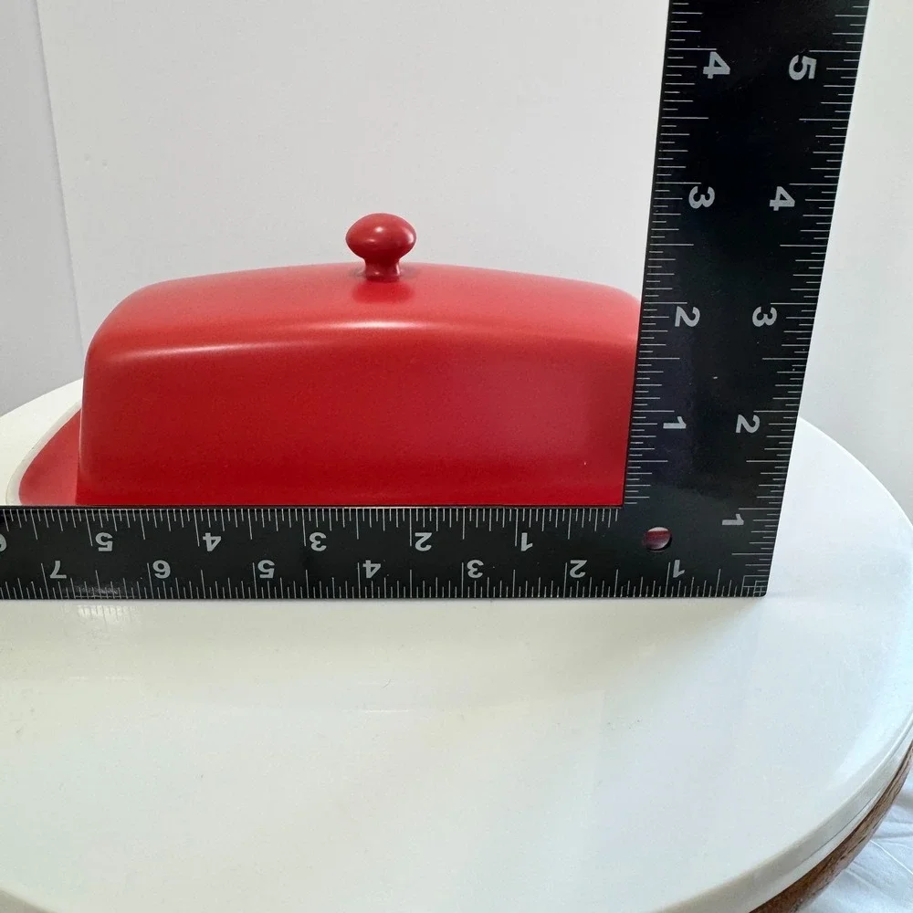 Vintage BIA Cordon Bleu Red Ceramic Covered Butter Dish Dishwasher Oven Safe
